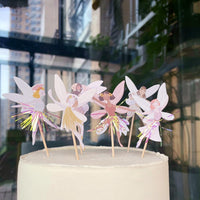 SAMOKA fairy cupcake toppers, 24 card paper picks on wooden sticks in 6 fairy designs - view 3