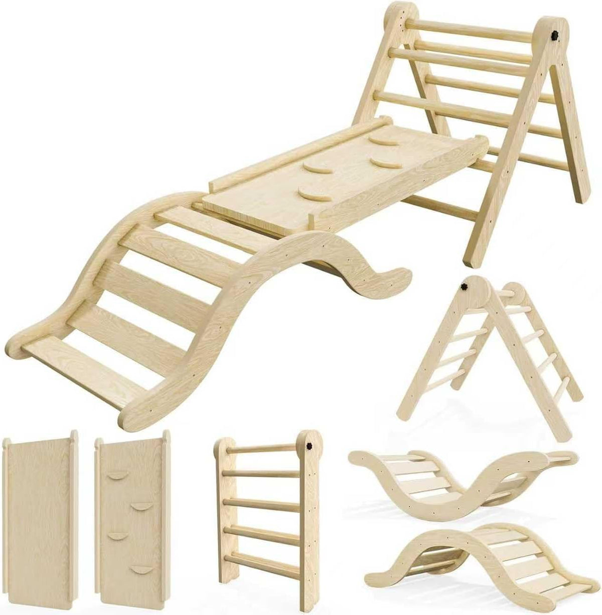 bbgroundgrm Pikler Triangle Set Climber 5 in 1