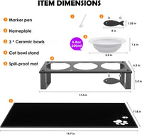 Elevated Cat Bowls with Splash Proof Mat for Kitten Puppy - White / 3bowls - image 4