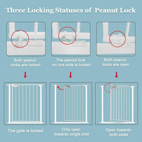 WAOWAO Triple Lock Baby Gate Extra Wide 44.48-48.42" Pressure Mounted Walk Through Swing Auto Close Safety White Metal Child Kids Dog Pet Puppy for Stairs,Doorways
