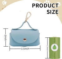 Leather Poop Bag Holder Dispenser for Leash - Blue - image 3