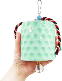 Oooct Extra Large Bird Chewing Toy, Parrot Beak Grinding Calcium Stone with Bells, Bird Cage Accessories, Cage Toys for Cockatiel Parakeet Parrot Budgies Rat Hamster Chinchilla Rabbit Bunny Green