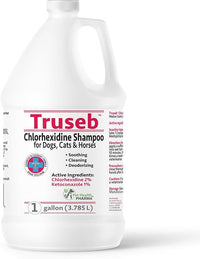 Truseb All Natural Topical Ketoconazole and Chlorhexidine Shampoo for Dogs, Cats & Horses with Aloe Vera Shampoo and Conditioner(Ketoconazole & Chlorhexidine Shampoo, 1 Gallon)
