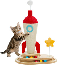 PETEPELA Mushroom Cat Scratching Post for Kittens & Small Cats - Rocket Red / 24.8"