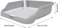Fabater Dog Potty Toilet Training Tray, Portable Multifunctional Mesh Puppy Training Toilet Pad Holder with Bafflel for Small Dogs Puppies (Gray)