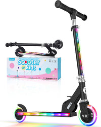 BELEEV V2 Scooters for kids Light-Up Wheels & Stem & Deck - Black Rainbow