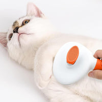 Cat Brushes for Indoor Cats, Dog Brush for Shedding with Metal Cat Comb, Self Cleaning Pet Hair Brush with Release Button for Grooming Kitten(Orange)