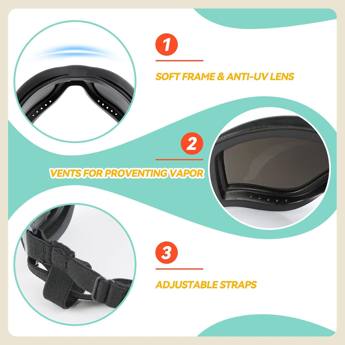 Dog Goggles for Large Breeds - Black L - image 3