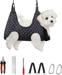 Supet Dog Grooming Hammock for Nail Trimming - XS( Max 16 Lb:Leg space: 4.9"-10.5") / Blackcurrant