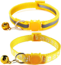 Reflective Cat Collar Breakaway with Bells - Yellow