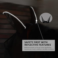 Horse Fly Mask Large Space Breathable UV Protection Equine Mask with Reflective Features on Ears Mars Black L