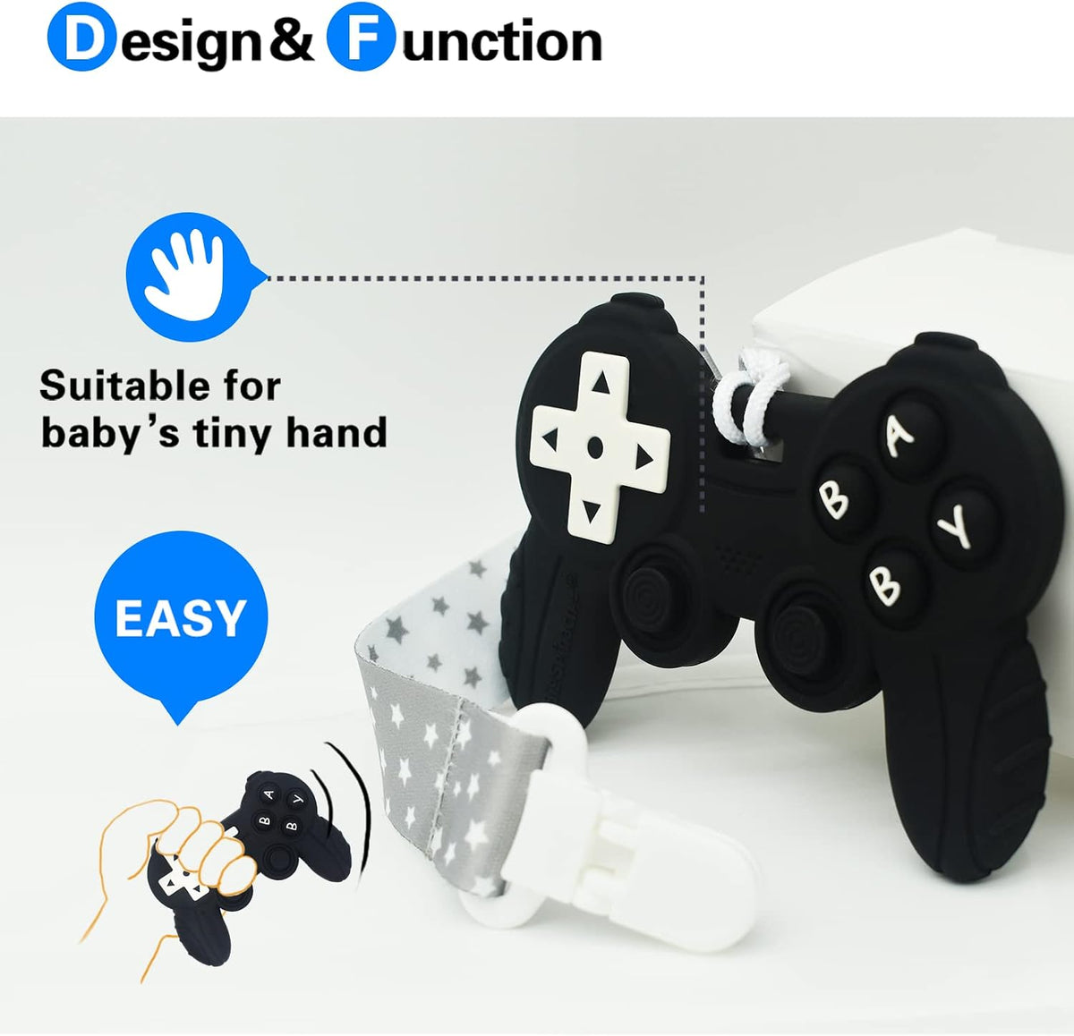 Cool Remote Game Control Teething Toy for Babies 0-6-12 Months - Black - image 4