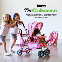 Joovy Toy Caboose baby doll stroller in Pink Dot with reclining front seat, canopy and storage baske - view 3