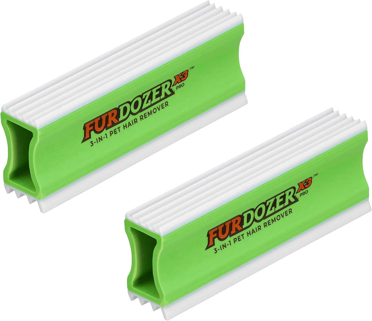 FurDozer Pet Hair Remover & Auto Detailing Tools - Green / (2 Pack) - X3 PRO