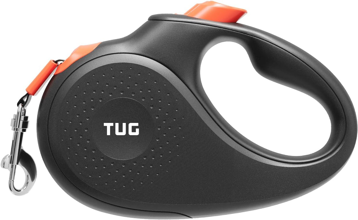 TUG Monochrome 360° Tangle-Free Retractable Dog Leash - Black/Orange / Medium, 16 ft