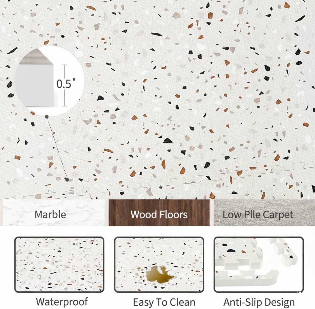 Yay Mats Stylish Extra Large Puzzle Play Mat, Thick, Soft, Non - Henri Terrazzo - image 2