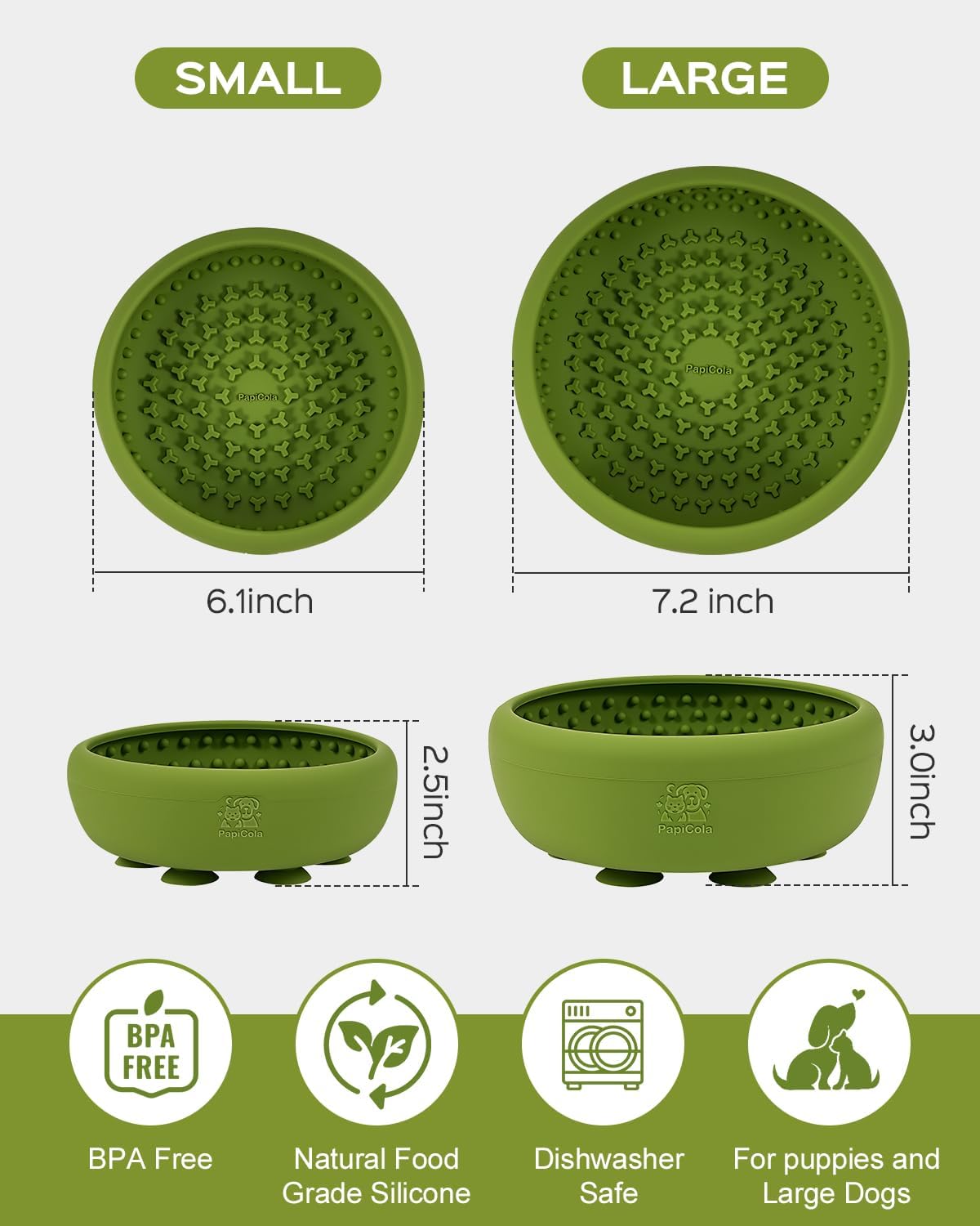 Dog Lick Bowl for Dogs S, Lick Mat, Dog Slow Feeder – Essentials for Dogs - Large / GREEN - image 3