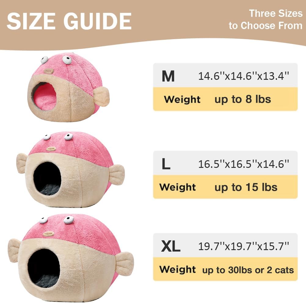 Cat Beds for Indoor Cats-Cat Bed Cave - XL 19.7'' / Pink - image 2