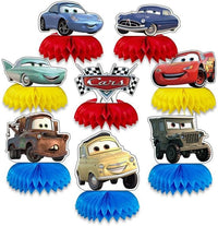 Tihufe 8 Cars party honeycomb centerpieces with double sided prints - view 4