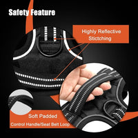 PHOEPET No Pull Dog Harnesses for Small Dogs Reflective Adjustable Front Clip Vest with Handle 2 Metal Rings 2 Buckles [Easy to Put on & Take Off](S, Red)