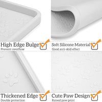 Ptlom Pet Placemat for Dog and Cat, Waterproof Silicone Pet Feeding Bowl Mats for Food and Water, Small Medium Large Dogs Mat Prevent Residues from Spilling to Floor, White, 11.8"x11.8"
