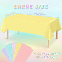 4Pcs Pastel Tablecloths, Mix Color Plastic Tablecloth Disposable Rectangle Table Covers for Baby - Pastel Rectangle / 12pcs - image 2