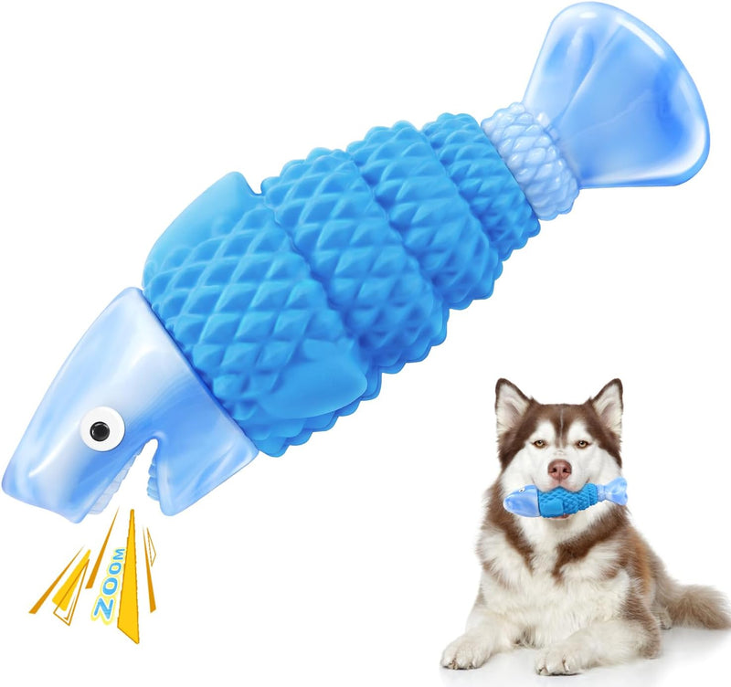 WinTour Tough Dog Toys for Aggressive Chewers - Blue Shark / Medium