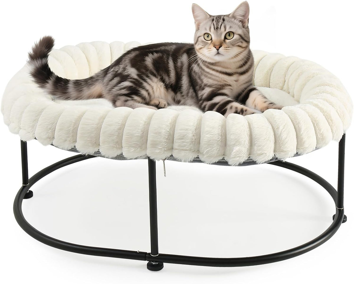 Sunhoo Elevated Cat Bed for Indoor Cats Raised Kitten Hammock Large - White