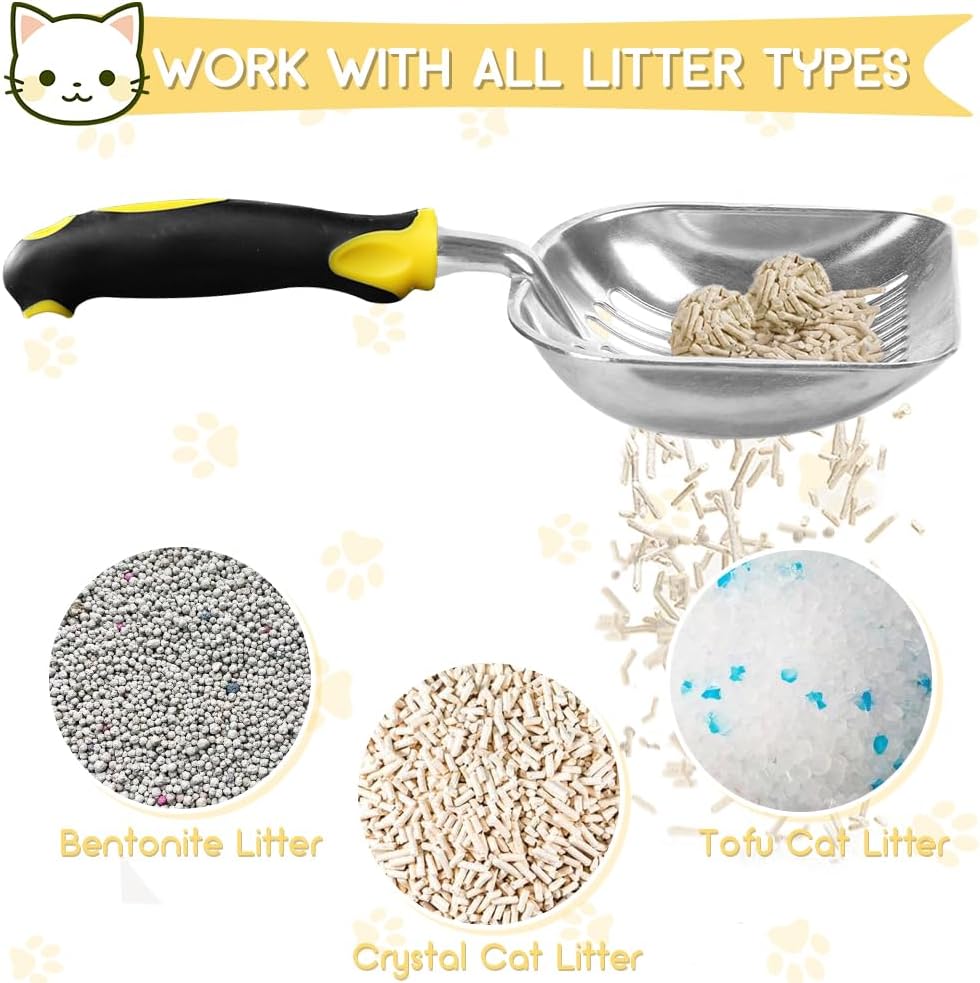 Showvigor Cat Litter Scoop, Metal Cat Scooper - Yellow - image 3