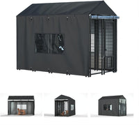 Outdoor Dog Kennel Cover, 8.1'Dx4.1'Wx6H, Full Coverage Black – Essentials for Dogs - Black / 8.1'D x 4.1'W x 6'H