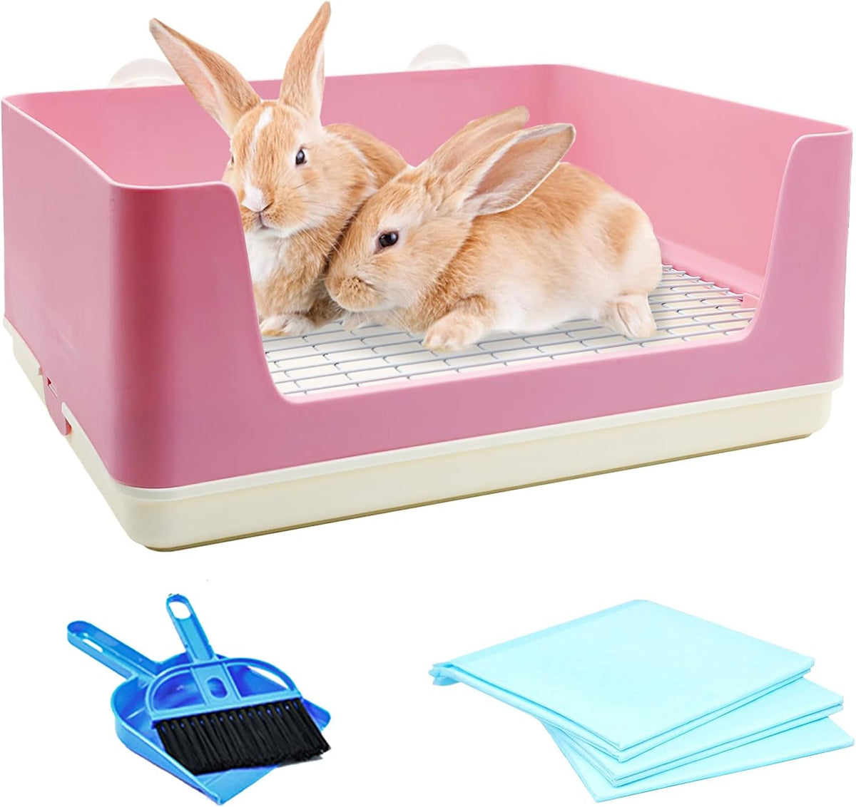 VCEPJH Extra Large Bunny Litter Box for Cage - Pink