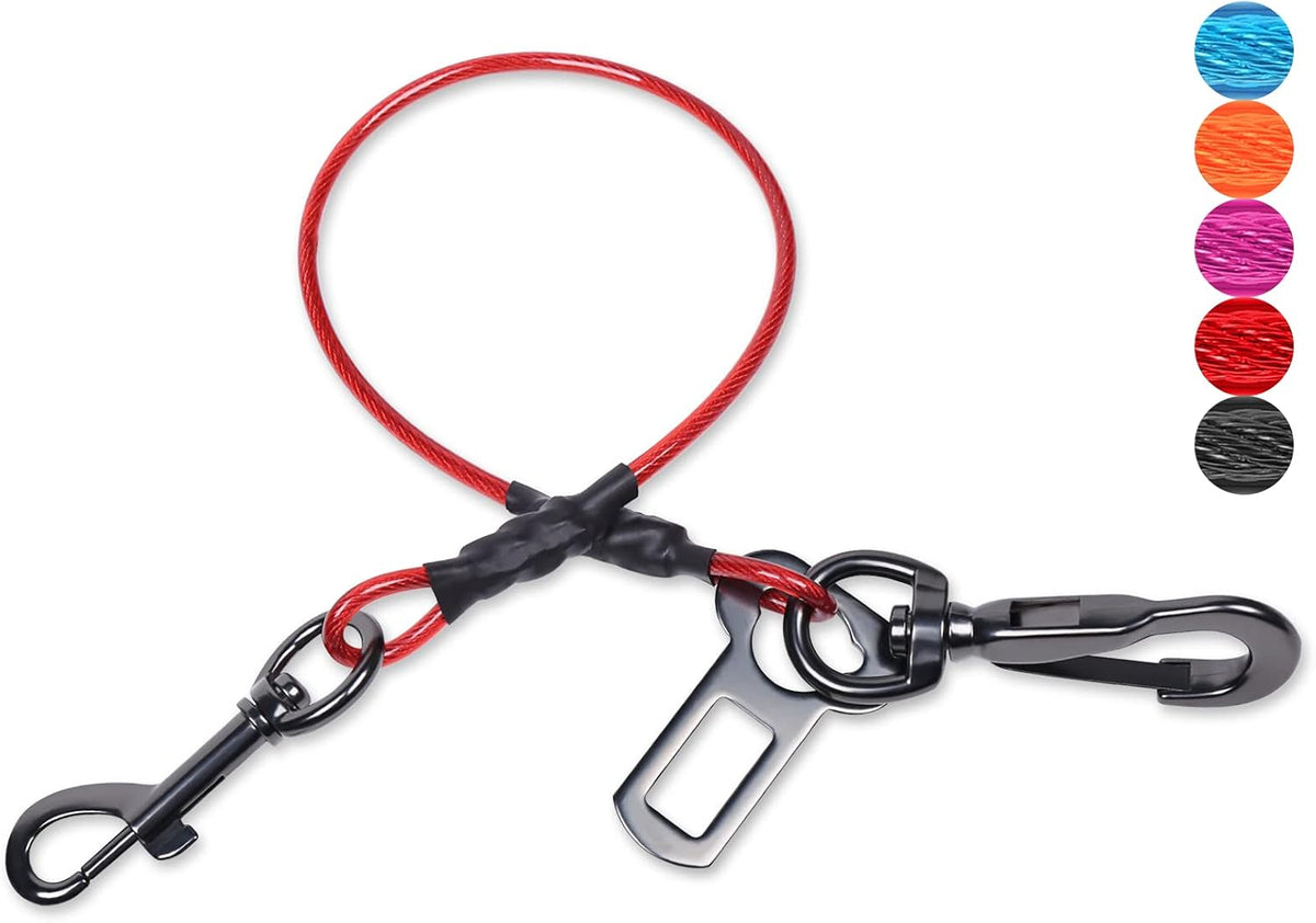 VIVAGLORY Dog Seatbelt Tuffbelt Dog Car Harness, XS - 22 Inch / Red