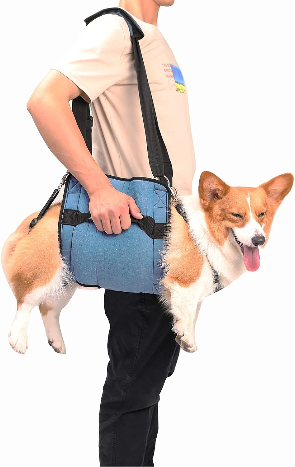 COODEO Dog Carry Sling, Emergency Backpack Pet Legs Support & Rehabilitation Dog Lift Harness - Blue / Large
