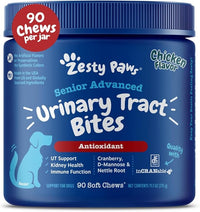 Zesty Paws Senior Cranberry Supplement for Dogs - Bladder Control for Senior Dogs - Urinary Tract Support - Cranberry Chews - Immune & Gut Support - Chicken - 90 Count
