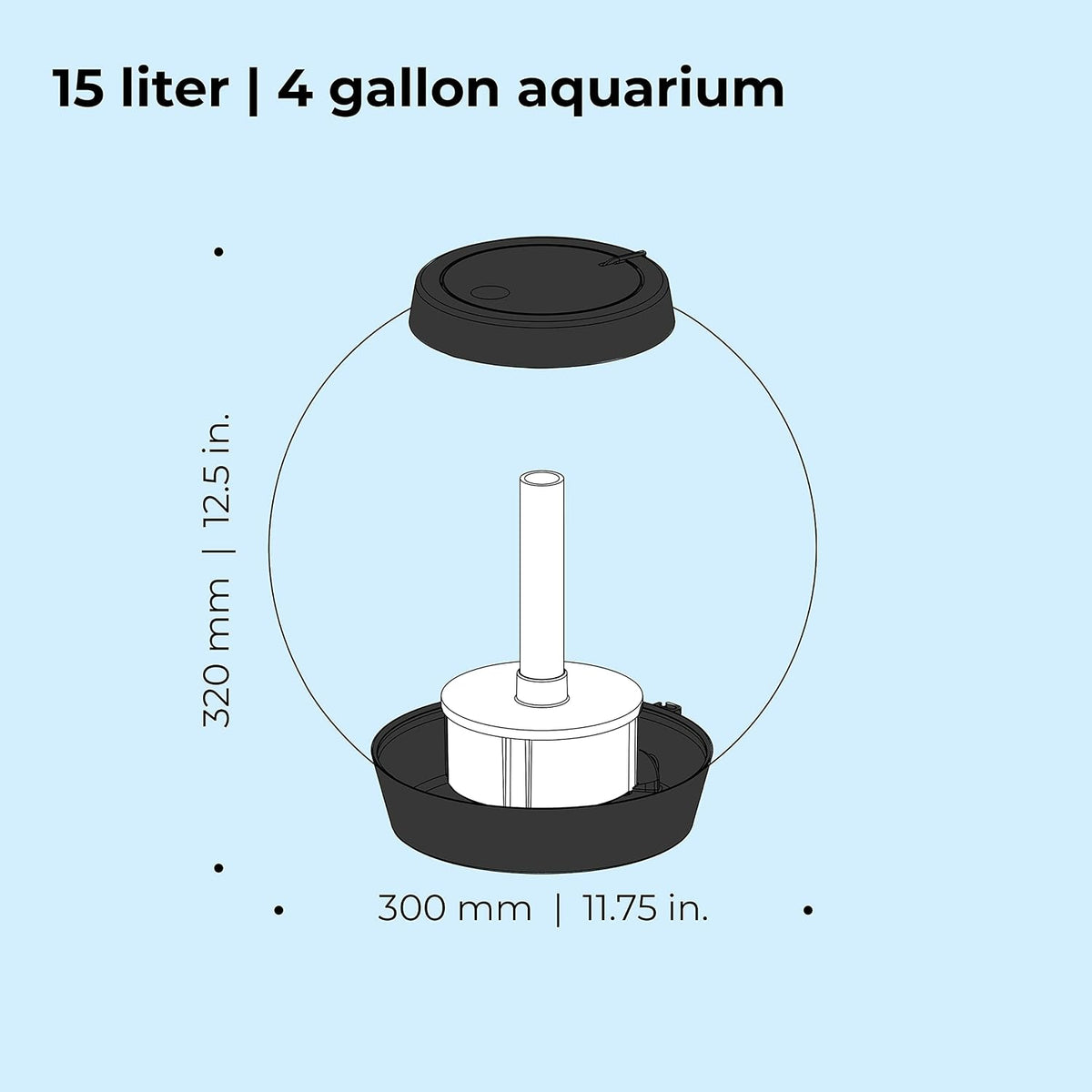 biOrb Classic 15 Acrylic 4-Gallon Aquarium with White LED Lights - LED Lighting / Black / 4 Gallon - image 4