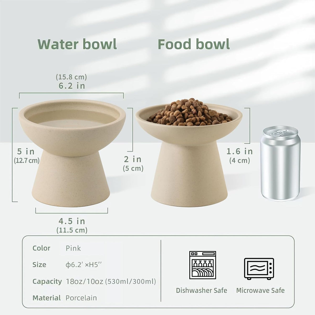 2-Pack Elevated Ceramic Cat Bowls Extra Wide for Food & Water – Essentials for Cats - Pottery Clay - image 2