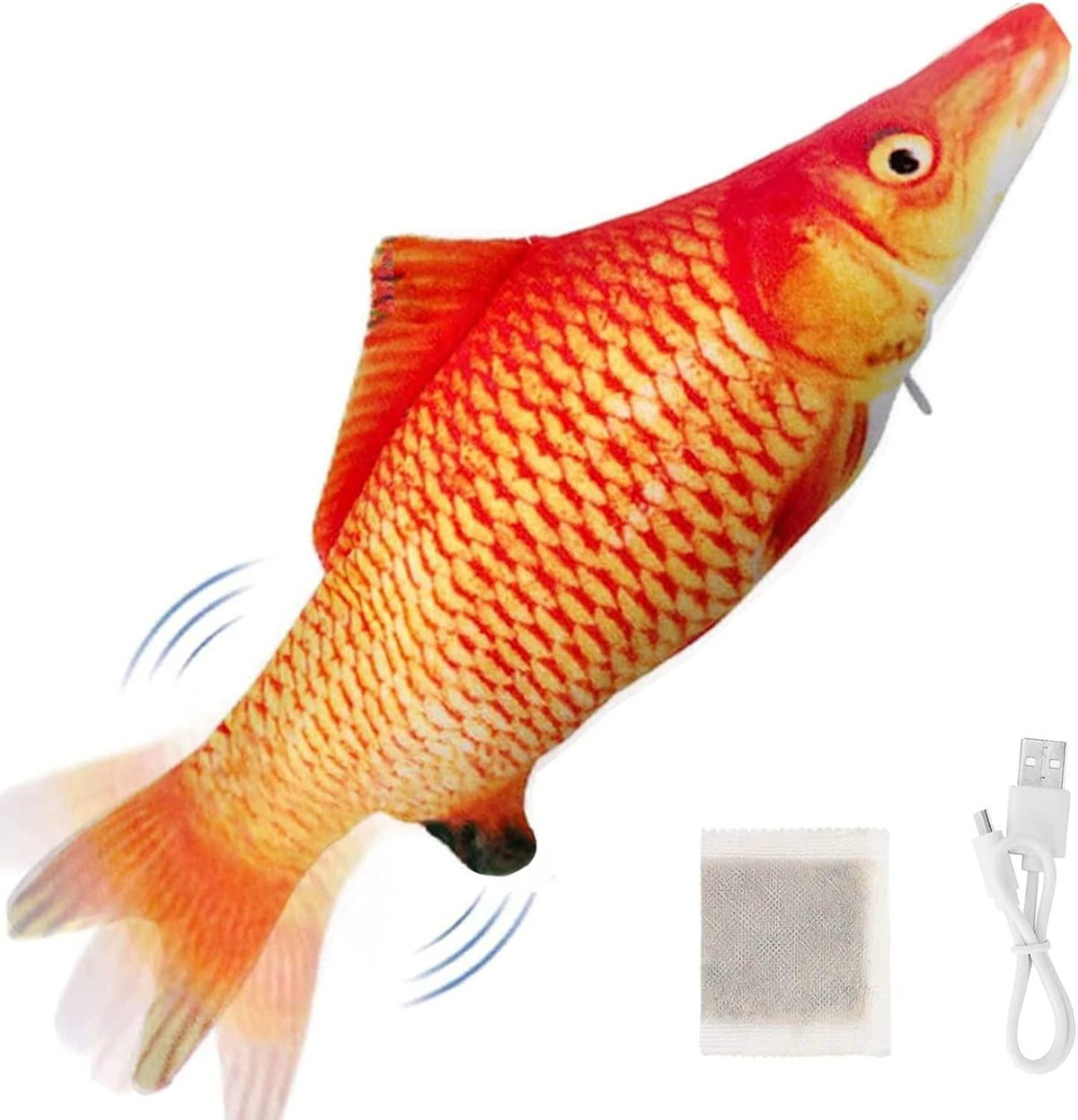 Tocirelo Cat Toys Flopping Fish with Catnip - Red and Yellow