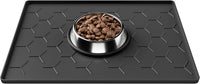 Pieviev Silicone Dog Cat Food Bowl Mat, Waterproof Raised Edge - S-16''X12'' / Black