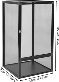 Reptile Pet Feeding Net Box, 17.7"x17.7"x31.5" Micro Habitat Terrarium Enclosure for Small Tree Dwelling Reptiles, Amphibians, Spiders & Other Invertebrates, Insect Terrarium