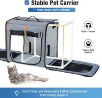 Lekereise Large Cat Carrier for 2 Cats - Grey / L-2 Cats Travel - image 3