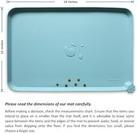 Hoki Found Silicone Non Slip Pet Food Mats - Dog Cat Bowl Placemats - Waterproof for Carpet - Light Turquoise