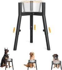 SHAINFUN Grey Metal Stand for Large Dogs - Height: 9.8-13.4", Width: 7-10.7" / Black-HU