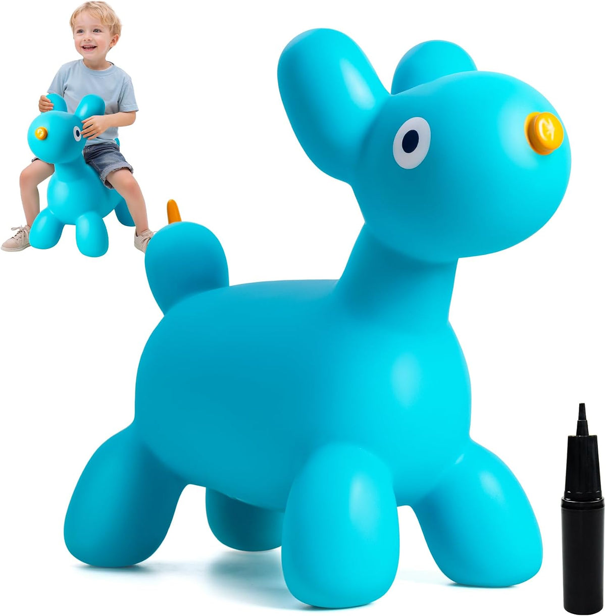 ZOOJOY Inflatable Horse Hopping Toy - Blue Dog Bouncy Animals