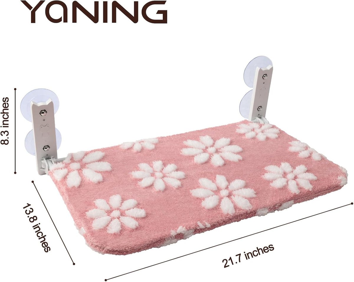 Cute Cat Window Perch, Foldable Cat Window Hammock, Purple – Essentials for Cats - Large (no mesh cover) / Pink Flower - image 3