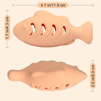 Cat Toys for Indoor Cats, Fish Shape Chew Catnip Toys for Teeth Clean, Food Grade Silicone Cat Enrichment Toy, Interactive Kitten Teething Toys with 1 Cat Nip Ball, Orange, 2 Pcs