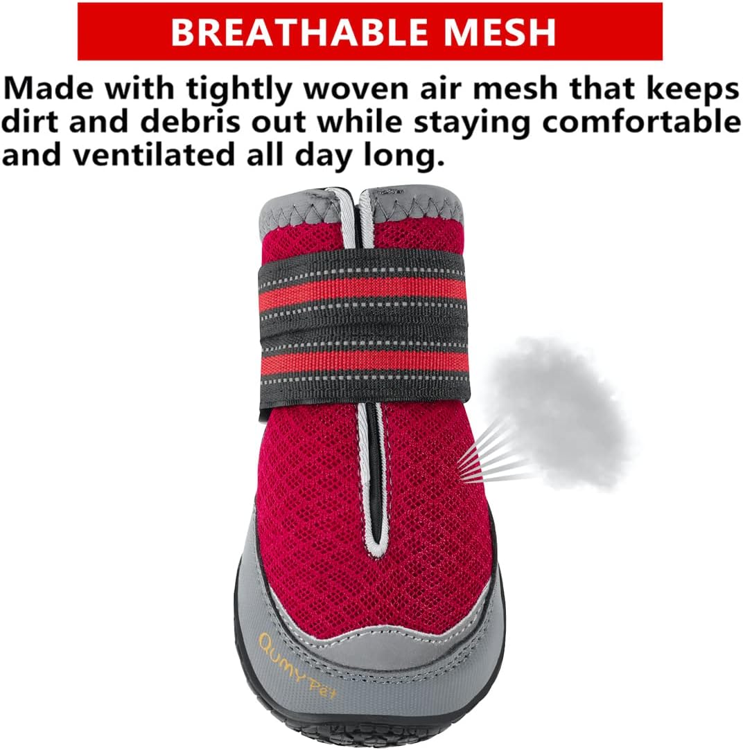 QUMY Dog Shoes for Large Medium Dog Boots & Paw Protectors for Hot - Red / Size 4: 2.2''x2.6''(W*L) for 31-40 lbs - image 3