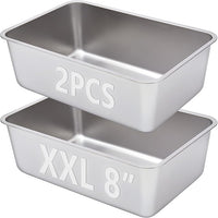 2 Pack Stainless Steel Litter Box-XXL Metal Litter Box for Big Cats 8IN Deep, Cat LitterBox-Pet Toilet Easy to Clean,High Sided Cat Litters Boxes Adult Cats,Non Stick, No Smell