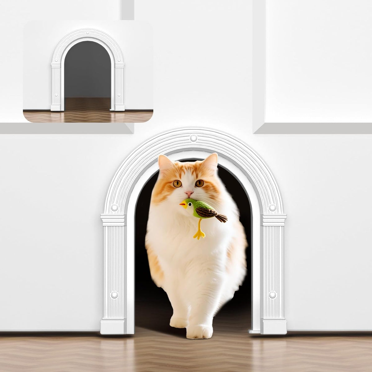 Cat Door Interior Doors Large, No-Flap, Fits Cats Up to 25 lbs - A-white