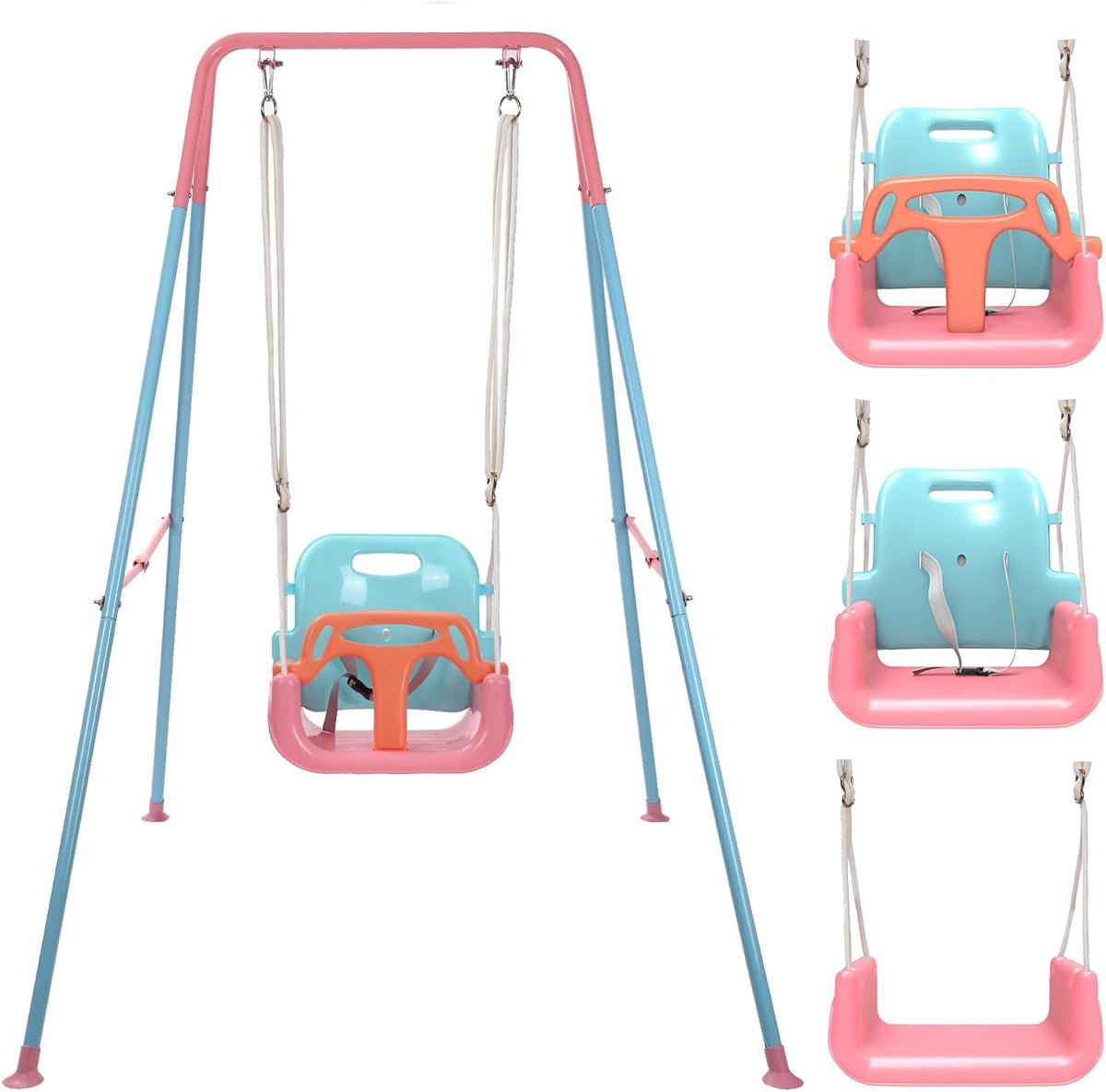 Foldable Toddler Swing Set for Indoor & Outdoor Use – Fun for Kids & Family - Pink