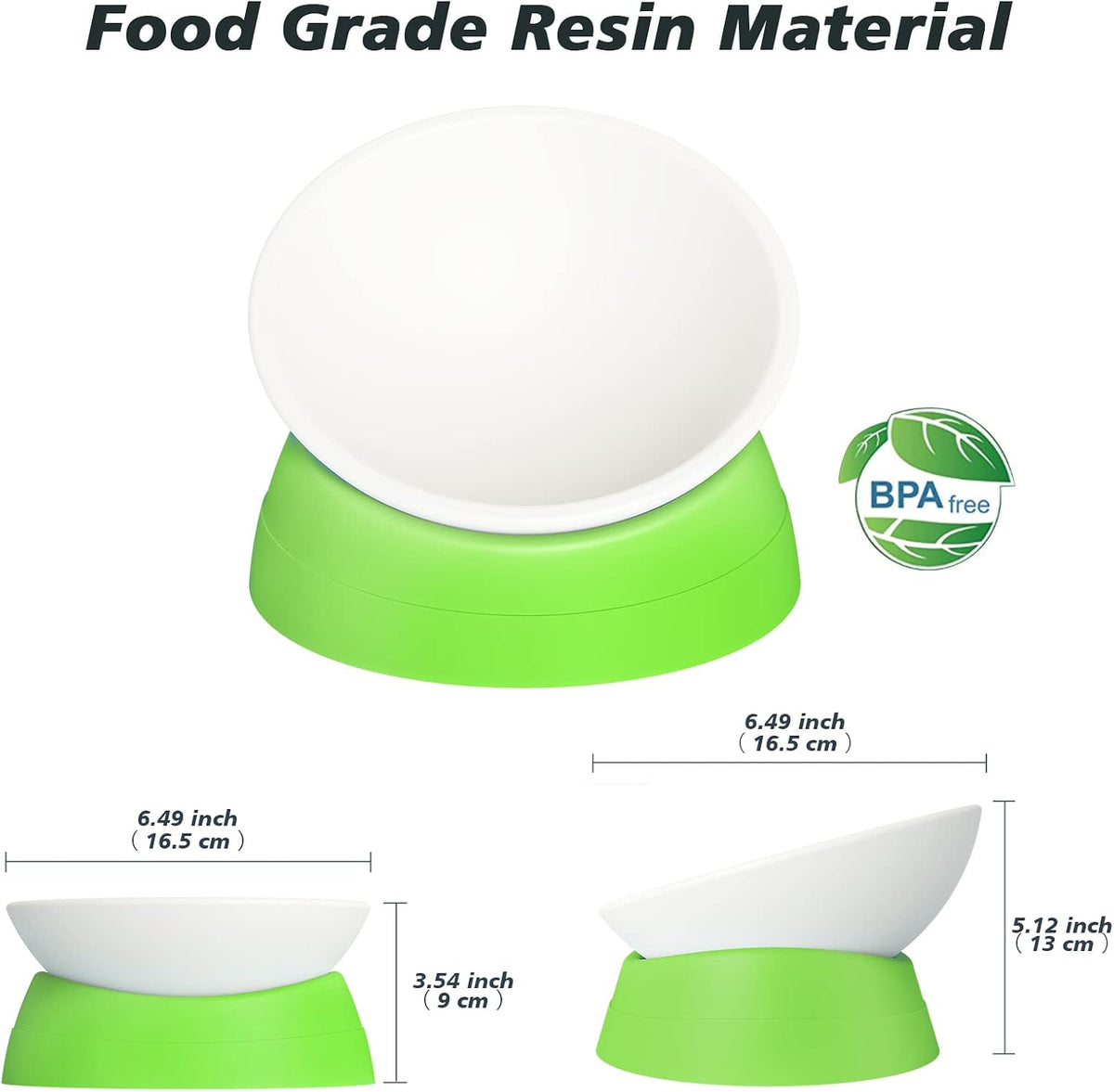 17 oz Raised Cat Food Bowls, Adjustable-Angle Pet Bowls - Milky White, Light Green - image 4